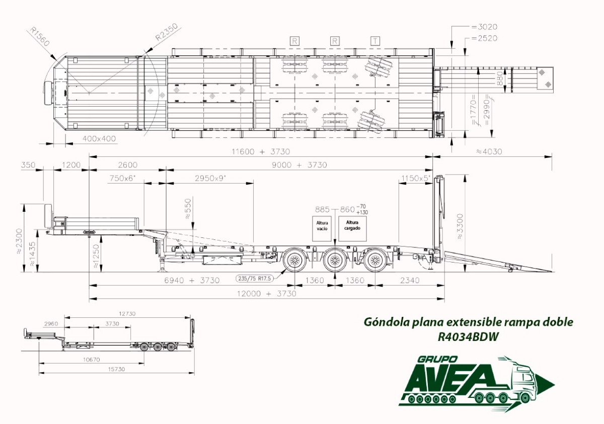 Góndola d'última generació  Nooteboom, millora en el condicionament i transports de vehicles per carretera.
