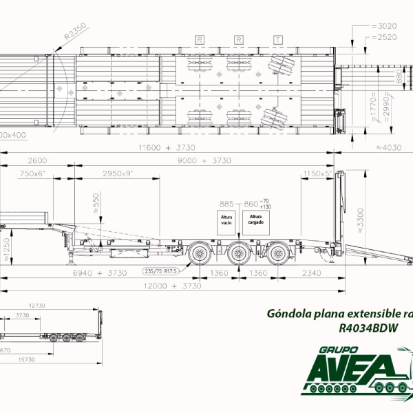 Góndola d'última generació  Nooteboom, millora en el condicionament i transports de vehicles per carretera.